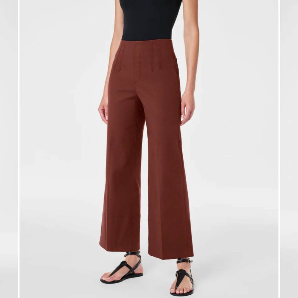 SPANX® Stretch Twill Cropped Wide Leg Pant (Hickory)